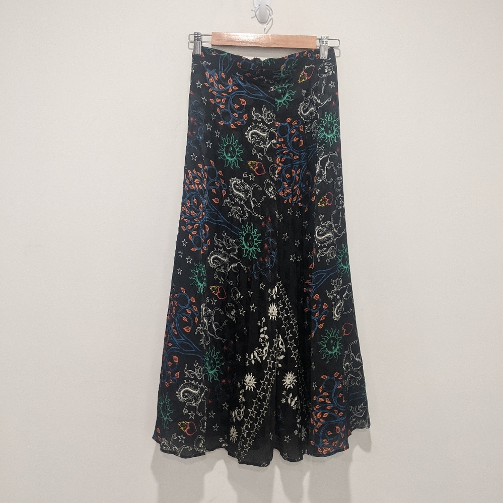 Sandro Zodiac Pleated Midi Skirt